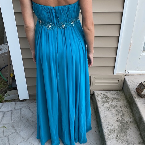 Blue Beaded Strapless Prom Dress or Evening Gown with Shawl Size S - Picture 9 of 10
